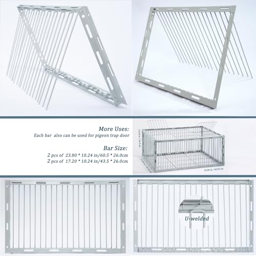 Pigeon Trap with Escape-Proof Design,Pigeon Cage with One-Way Entry,Ideal Pigeons Coop,Chicken and Bird Trap Cage,Portable & Easy Assembly,Unharmful Made of High-Strength Iron with Anti-Rust Paint - size: 23.8"L x 17.2"W x 10.2"H