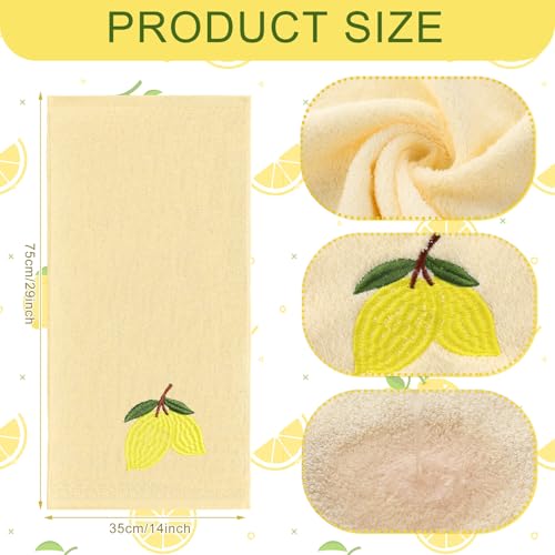SmoothNovelty 2 Pcs Lemon Hand Towels Yellow Bathroom Decor 14x29 Inch | Embroidered Bathroom Hand Towels, 100% Cotton, Soft Absorbent, Spring Summer Bathroom Kitchen Decor - style: Lemon