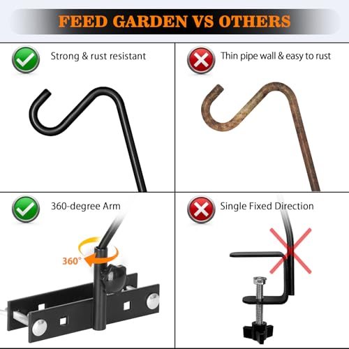 2 Pack 13.5 Inch Deck Hooks for Vertical Railing, Adjustable Deck Bird Feeder Hanger for Hanging Lanterns, Wind Chimes, Flower Baskets, Suet Feeders - size: 13.5 Inch