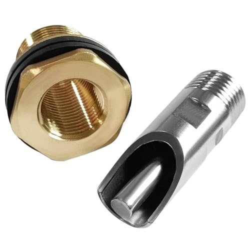 Joywayus 5PCS Stainless Steel Automatic Pig Nipple Water Drinker Feeder Waterer + 5PCS Brass Water Tank Connector Bulkhead Fitting + 1PCS Hole Opener Kit for Sows Piglets Drinking
