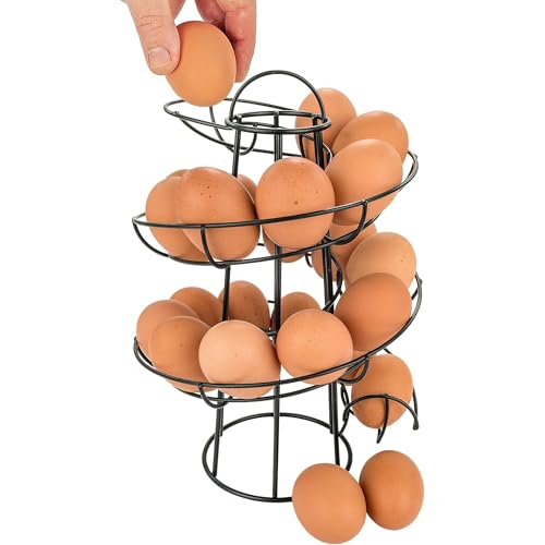 Southern Homewares Egg Skelter Deluxe Modern Spiraling Dispenser Rack - Black, Space-Saving, Durable Storage Solution for Eggs, One Size - color: Black