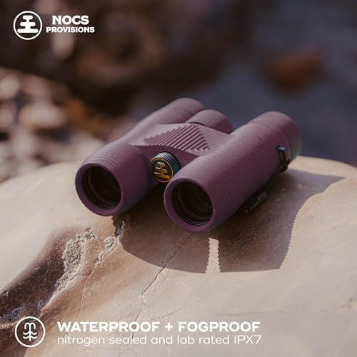 Nocs Provisions Field Issue Compact 10x32 Waterproof Binoculars Shockproof | Fogproof, 10X Magnification, Bak4 Prism, Multi-Coated Lenses for Adults & Kids, Bird Watching, Hunting & Wildlife Viewing - color: Oxblood Maroon, size: 10x32