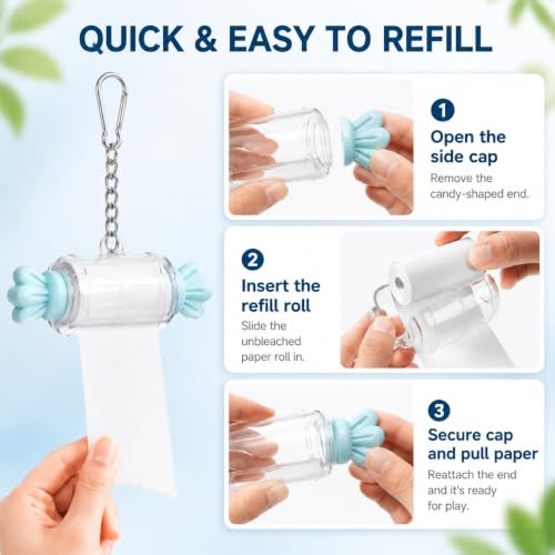 Bird Paper Roll Shredding Toy, 5 Refill Rolls, Parrot Chewing Toy | with Hanging Chain for Bird Cage, Foraging Chew Accessory, Fits Parakeet Cockatiel Conure Lovebird Canary, Small Medium Birds