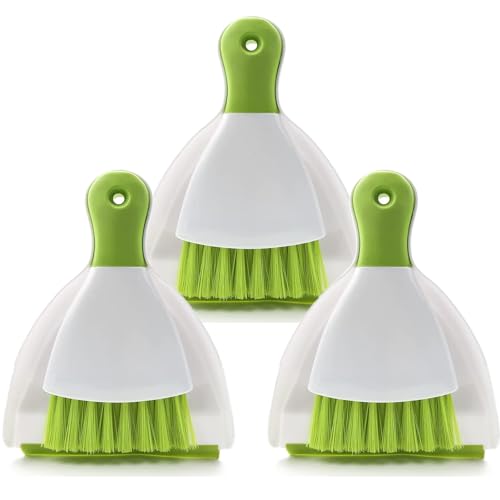Dust pan Broom Brush Dustpan - Small Broom and Dustpan Set,Mini Broom and Dustpan, Small Dustpan and Brush Set for Home Cleaning,Sofa,Desk,Guinea Pig Cage,Cat Litter etc.（Green 3 Set） - color: Green, size: 3 Set