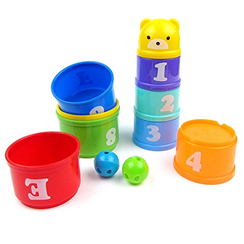 Hypeety Pet Bird Parrot Educational Stacking Cup Treat Toy Colorful Training Toy Intelligence Development Playing Training Toy for Macaw Budgies Parakeet Cockatoo - color: Stacking Cups