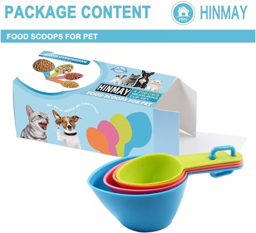 HINMAY Pet Food Scoops Plastic Measuring Cups Set for Dog Cat and Bird Food | Use for measuring pet food portions (dog, cat, bird, etc.) or even ingredients while cooking or baking