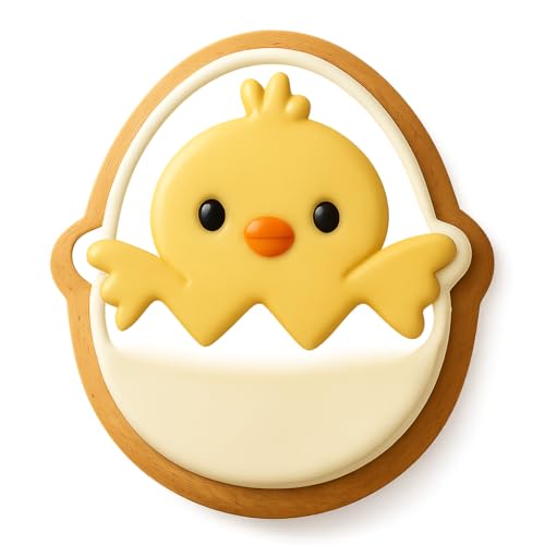 Chibi Chick Peeking from Egg Cookie Cutter & Stamp - 4x3.5