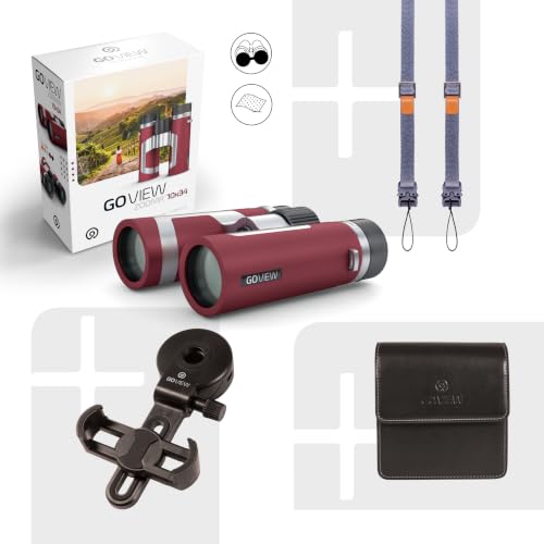 ZOOMR 10x34 Binoculars for Adults, BAK4 Prism - Ruby Red | Lightweight, Fully Multi-Coated Optics, Smartphone Adapter Compatible, Waterproof IPX5/6 PORTR™ - color: Ruby Red