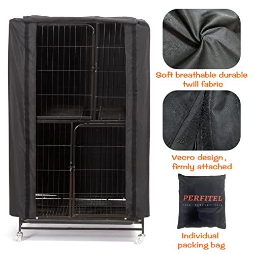 Large Bird Cage Cover Black Good Night Blackout Birdcage Cover | 31 x 21 x 52 inch,Durable Breathable Washable Material, Create Quiet Environmente