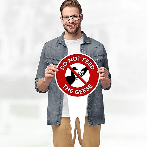 Please Do Not Feed the Geese Sign, 11"x21", Heavy Duty Integrated Ground Stakes, Indoor/Outdoor Use, Rust Free Aluminum Composite, Made in USA by My Sign center - color: Geese, size: 11"x21"