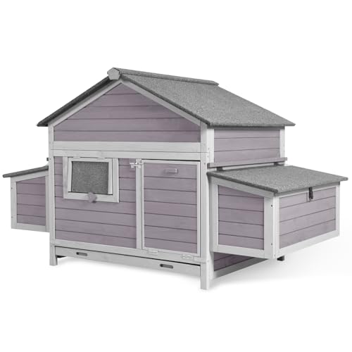Aivituvin Chicken Coop Duck House with Dual Nesting Boxes for 4-6 Chickens Compatible with Automatic Chicken Coop Door and Extra Run 67.3" L x 36.8" W x 40.6" H - size: 67.2"L x 36.8"W x 40.6"H