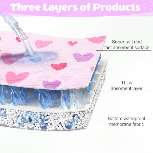 2 Pack Guinea Pig Bedding, Washable Guinea Pig Cage Liner Reusable Guinea Pig Mat Waterproof Guinea Pig Bedding for Cage, Super Absorbant Guinea Pig Pee Pads for Small Animals Hamster Rabbit Squirrel - color: Pink Heart, size: 47X24in