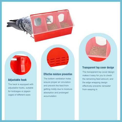 2Pcs Hanging Pigeon Feeder Water Box for Cage Suitable Quail Parrot Budgie and Other Birds (Three Holes)