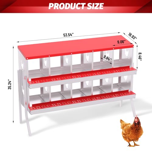 Galvanized Steel Chicken Nesting Box Set, 10-Compartment with Frame, Heavy-Duty Metal Egg Laying Station for Poultry Coop, Easy Clean Hens Nest with Vented Perforations - size: 10 Holes with Legs