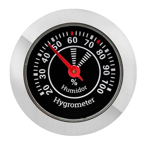 Ipetboom Analog Hygrometer for Cigar Humidor - Round Mechanical Humidity Gauge Accurate Cigar Humidor Accessory Small Alloy Stainless Steel Black Hygrometer for Violin Case and Home Use - 1.5x0.4in