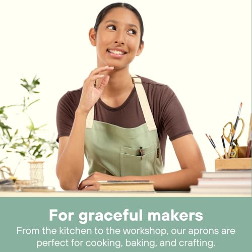 Chef Aprons for Women with Pockets, Adjustable Bib Aprons for Cooking - color: Sage Green