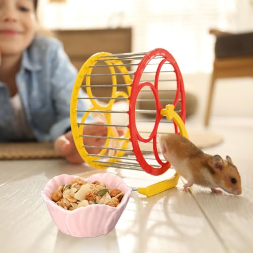 4 Pack Small Ceramic Pet Hamster Bowl, 2.68 x 2.68 x 1.38 Inch Flower Shaped Small Water and Food Bowl Feeder Dish for Guinea Pig Parrots Gerbil Rat Mice Rabbit Chinchilla, Easy to Clean Anti Flipping