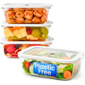Non-Toxic Glass Food Containers with Lids, 4-Pack, 21 oz, Airtight, Gray | Plastic & BPA free. Glass body, glass lid & platinum silicone seal. Airtight & leakproof. Freezer & microwave safe. - color: Gray, size: 21 Oz
