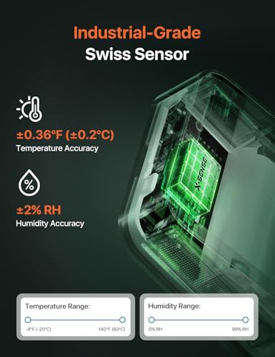 X-Sense WiFi Thermometer Indoor Hygrometer, Digital Temperature Sensor with App Notification Alerts, Temperature Humidity for Room, Data Storage Export at No Charge, 3 Sensors & 1 Base Station, Black | LCD Digital Sensors Track Temp and Humidity with App