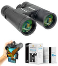Smithsonian Adult Birding Binoculars - 10x42, Phone Adapter, Diopter Adjustable - Ideal for Hiking, Travel - Includes Bird Watching Guide
