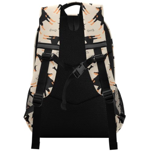 Kids Doberman Cartoon Dog Backpack for Boys Girls School Bags | Elementary Middle, Travel Daypack Lightweight Waterproof with Reflective Strip - color: Doberman Cartoon Dog