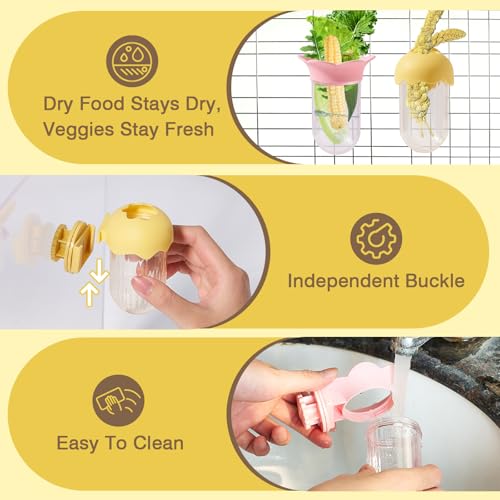 2PCS Vegetable Bird Cage Feeder, Millet Holder for Bird Cage, Veggie & Fruit Parakeet Holder Cup with Water Storage to Keep Green for Cockatiels, Budgies, Lovebirds