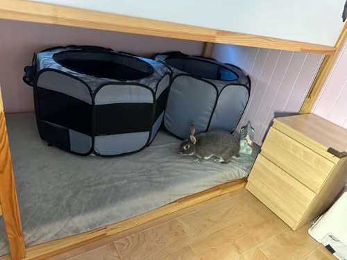 Pet Playpen Pop up Small Pet Cage Enclosure Tent Chick Run Brooder Coop Foldable Kennel for Kitten Ferret Puppy Guinea Pig Rabbit Hamster Chinchillas(No Divider, Unified Space) - color: Grey, size: S, 58"L x 29"W x 17"H