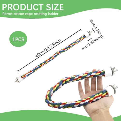 Bird Rope Perch - 40CM/15.7inch Colorful Perches Climbing Standing Bungee Rope Perches Chew Toys for Cockatiels Parrots