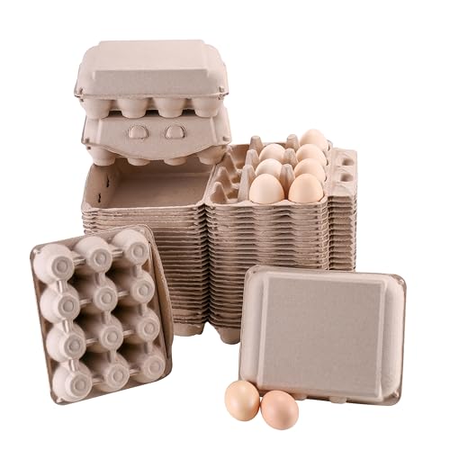 200 PCS Vintage Egg Cartons, Natural Paper Pulp Square Dozen Egg Cartons | Classical 3x4 Style Holds Up to One Twelve 12 Count Chicken Eggs, Sturdy Design Made from Recycled Cardboard Blank - size: 200 Pcs Dozen Egg Cartons