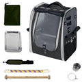 Birds Day Bird Carrier Backpack - Breathable Mesh Portable Parrot Travel Cage with 2PCS Perch, Food Bowl, and Stainless Steel Tray (Charcoal Gray) - color: Charcoal Gray