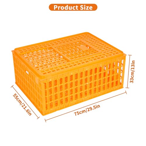 lukar 1 Piece Poultry Carrier Crate Heavy Duty Chicken Transport Cage | Plastic Chicken Carrier Crates Transport Box for 10-13 Adult Chickens Duck Goose Birds, 29.5 x 21.7 x 13 Inch