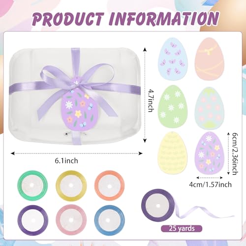 Fullhawl 24 Pcs Half Dozen Egg Cartons White Egg Holder Natural Pulp Paper for Chicken Eggs with Macaron Color Label Ribbon for Easter Gift, Arts and Crafts Reusable - style: Rectangle