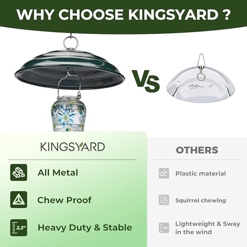 Kingsyard Metal Squirrel Baffle for Bird Feeders Hanging, Rain Guard Cover | 11 in, Chew-Proof & Squirrel-Proof, Ready to Use, Fits Most Feeders Outdoors, Weatherproof, Easy to Clean, Green - color: Green