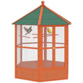 PawHut 44" Hexagon Covered Canopy Bird Cage with Stand Orange | Portable Aviary Flight Cage for Cockatiels, Conures, Lovebirds, Budgies & Small Birds