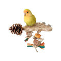Parrot Toys, Parrot Wooden Toys Long Tailed Bird Toys with Pure Natural Corn Sticks and Pure Natural Pine Cones, Fun Bird Cage Accessories