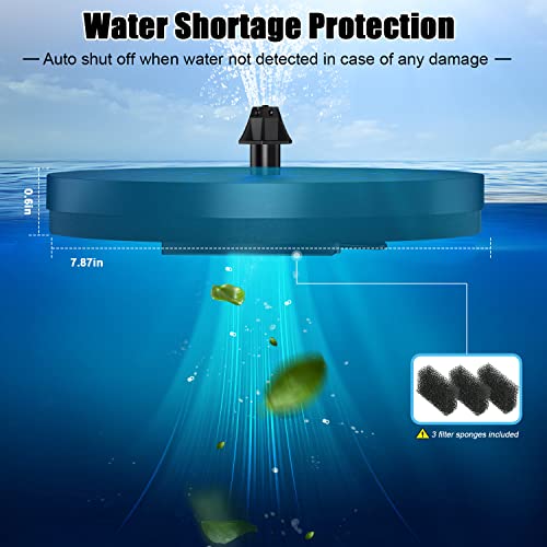 Solar Bird Bath Fountains Upgraded, 4W Solar Powered Water Fountain Pump with 4000 Battery, 7 Nozzles & 4 Fixers, Colorful LED Lights for Garden, Pond, Swimming Pool, Fish Tank, and Outdoor - size: 30 LED Lights