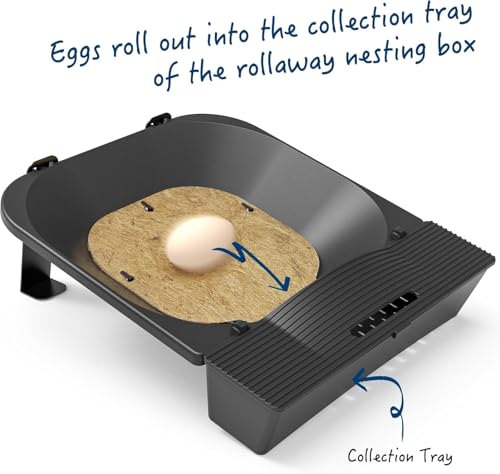 Roll Away Nesting Box for Chicken Coop, 3-Pack with 9 Coconut Fiber Pads, Automatic Egg Collection System (3Pack)