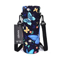 AMARY 500ML Neoprene Water Bottle Carrier Bag with Adjustable Shoulder Strap,Insulated Water Bottle Cover for Stainless Steel/Glass/Plastic Bottles 16.9OZ (Butterfly-2) - color: Butterfly-2