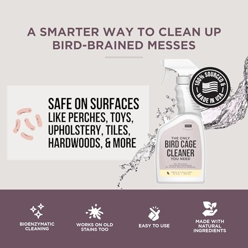 Natural Rapport Bird Cage Cleaner, Plant-Based Poop Remover, 2pk 32 oz | Plant-based enzymes & probiotics, no harsh chemicals - Removes bird waste & odor - For all bird owners - size: 32 Ounce (Pack of 2)