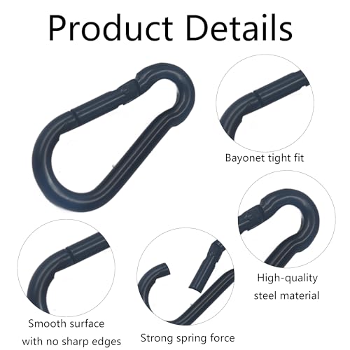 24Pcs M4 1.58 Inch Black Carabiner Clip, Heavy Duty Spring Snap Hook Rope Connector for Camping, Hiking, Fishing, Dog Leash, Bird Feeders(220 lbs Capacity)