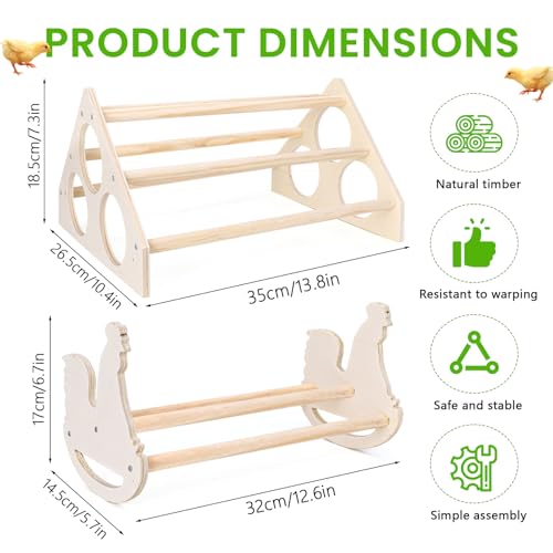 2Set Wooden Chick Perch, Chicken Rocking Roosting Bar, Chicken Perches Roosting Bar for Chicks, Birds, Parrots