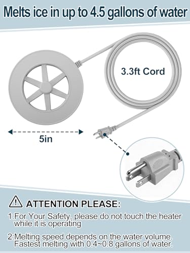 70W Bird Bath Heater for Outdoors in Winter - 77℉~ 109℉ Thermostatic Control, Heated Birdbath Deicer with Auto Shut Off, Chicken Livestock Water Heater