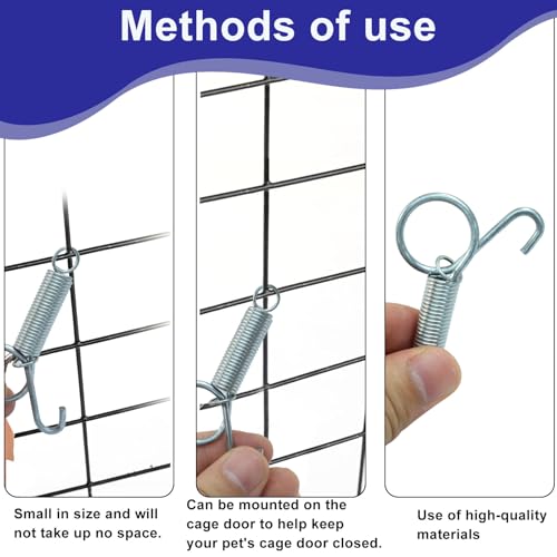 BokWin Metal Spring Cage Latch Hook, 20 Pack | Multi-Functional Fastener, For Rabbit, Dog, Cat, Birds, Rodents, Guinea Pig, Hamster, Parrot, Hedgehog, Cage Door Security