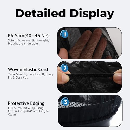 2 Pcs Bird Cage Seed Catcher, Adjustable Bird Cage Net Cover, Reusable Soft Nylon Cover for Parrot Enclosures (Black) - color: Black