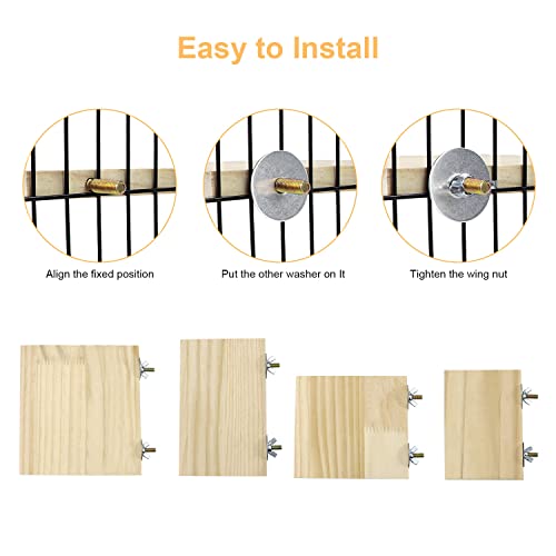 Litewoo 2pcs Bird Perch Platform Flat Stand Beak Paw Grinding for Parrot, S | 3.5" x 5.1", natural wood, easy to install, save space, for parrot/parakeet/cockatiel/lovebird//conure/finch/budgie/cage