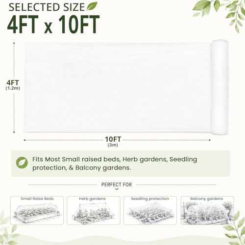 4Ft x 10Ft Garden Netting, Fine Mesh Insect Netting for Plant Protection, Mosquito Bug Bird Barrier Mesh Cover for Vegetables Fruits Flowers Raised Beds - size: 4Ft x 10Ft