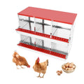 2 Tiers Chicken Nesting Boxes, 6 Compartments, Metal Egg Laying Boxes with Protective Collection Lids, Roll Out Nesting Box, Easy to Assemble, Ideal for Hens, Ducks, Chickens, and Other Poultry - color: Red, size: 6 holes
