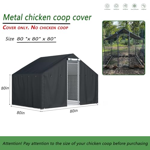 Chicken coop Cover, Waterproof in Winter. Suitable for Rooftop Chicken coops, Full Coverage. Black (No Chicken coop - size: 81.8"Lx81.8"W x 78.7"H