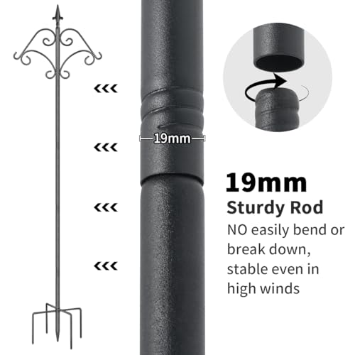 Bird Feeder Pole,Shepherds Hooks for Outdoors Heavy Duty,195cm Tall Hummingbird Feeder Stand Squirrel Proof,Bird House Pole and Hangers Feeding Station for Garden Wilds,1 Pack - size: 195cm -1 Pack