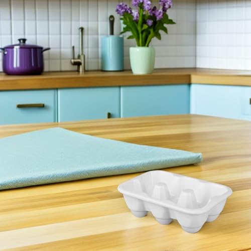 Cabilock Ceramic Egg Tray 6-Compartment Porcelain Egg Holder for Fridge Kitchen Storage and Cooking Organization 6.49X4.33X1.96In